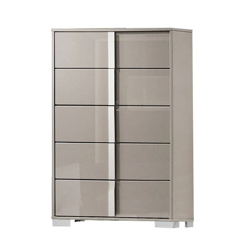 Suni Tall Dresser Chest | Light Taupe Wood with UV Finish | 5 Drawers