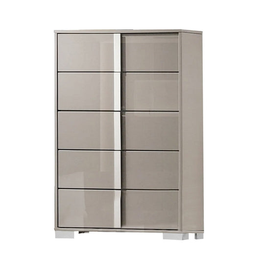 Suni Tall Dresser Chest | Light Taupe Wood with UV Finish | 5 Drawers