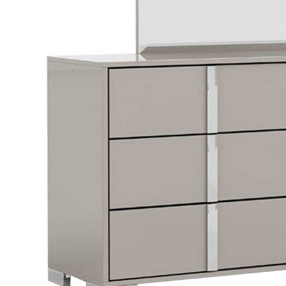 Suni Wide Dresser | Light Taupe Wood with UV Finish | 6 Drawers BM339325