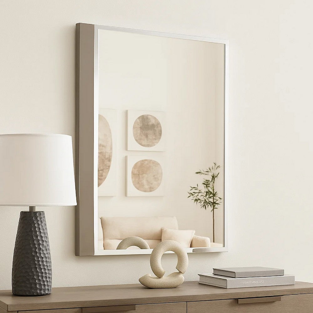Suni Dresser Mirror | 40’’ | Sleek Light Taupe Wood | Frameless Design BM339326