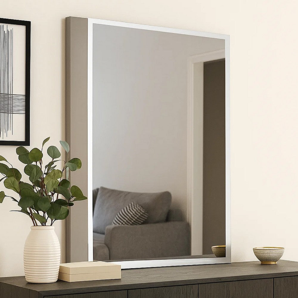 Suni Dresser Mirror | 40" | Sleek Light Taupe Wood | Frameless Design
