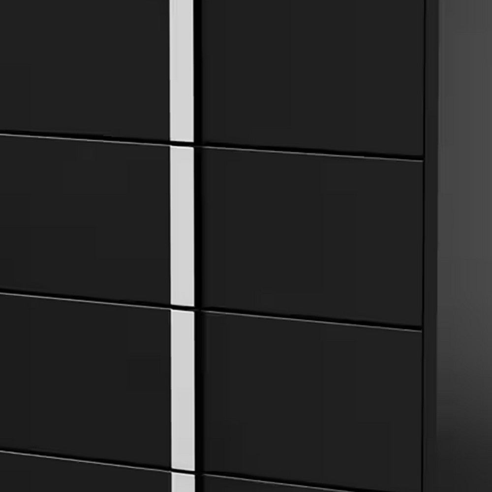 Suni Tall Dresser Chest | Piano Black Wood with UV Finish | 5 Drawers BM339328
