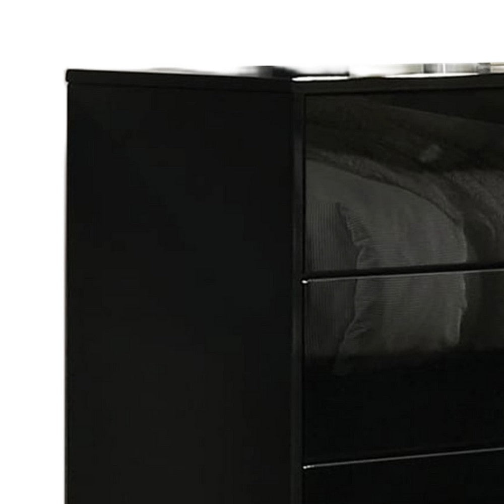 Suni Wide Dresser | Piano Black Wood with UV Finish | 6 Drawers BM339329