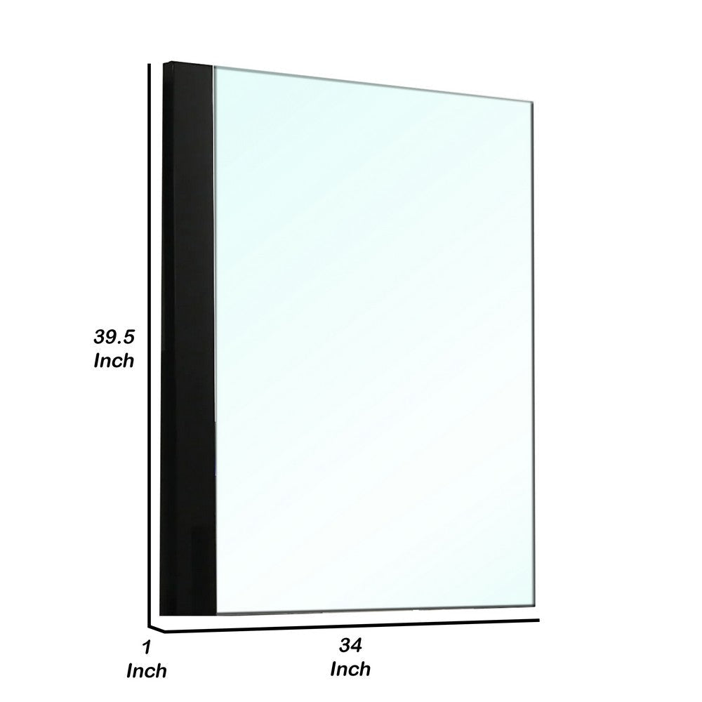 Suni Dresser Mirror | 40’’ | Sleek Piano Black Wood | Frameless Design BM339330