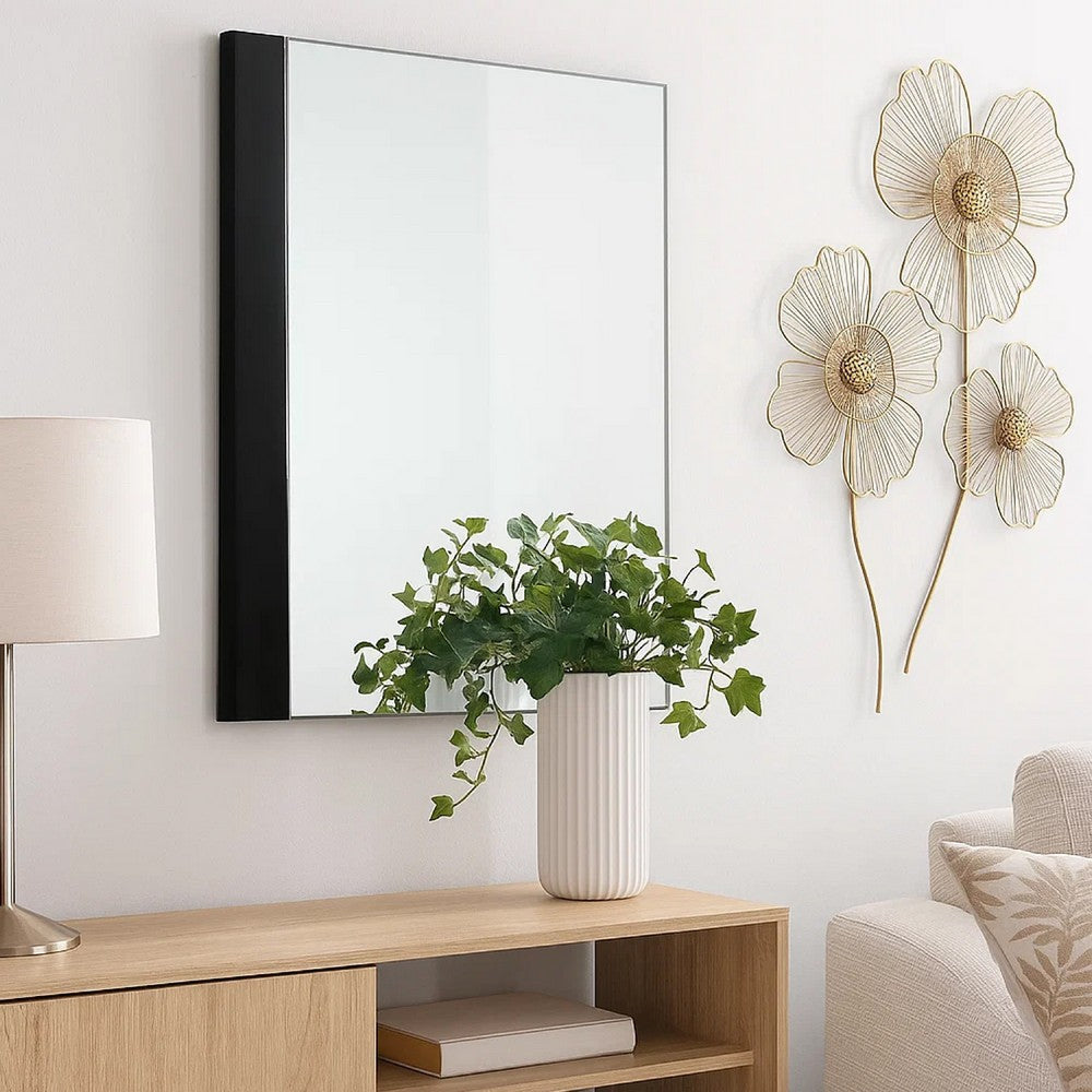 Suni Dresser Mirror | 40’’ | Sleek Piano Black Wood | Frameless Design BM339330