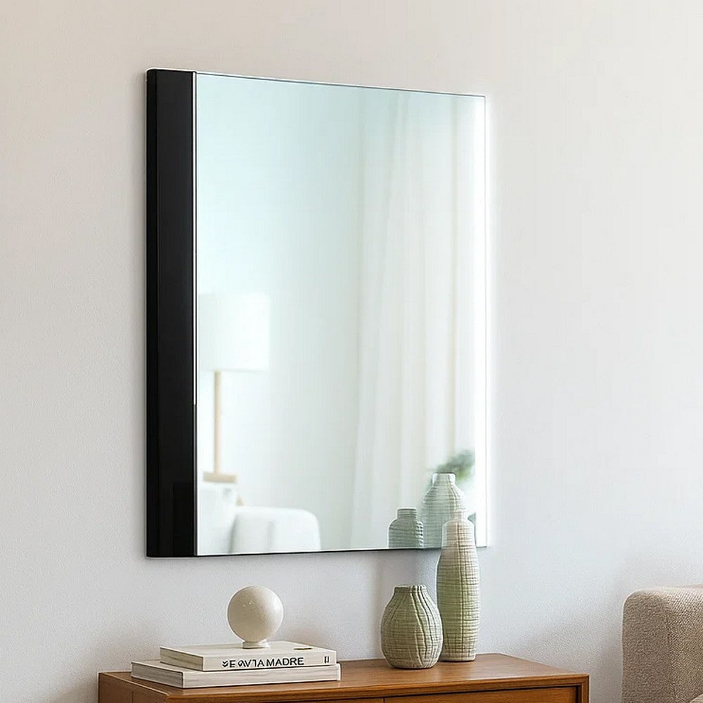 Suni Dresser Mirror | 40" | Sleek Piano Black Wood | Frameless Design