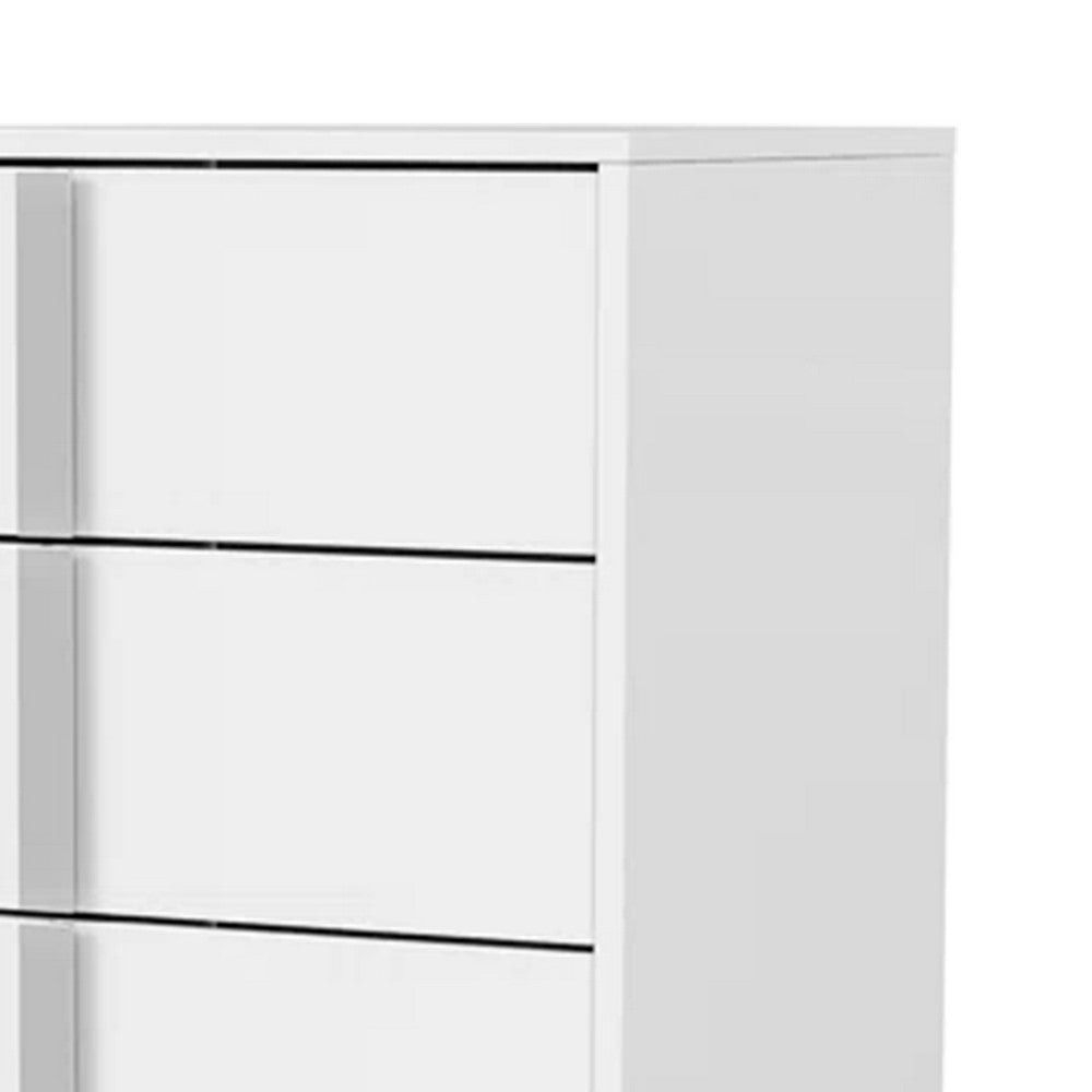 Suni Tall Dresser Chest | Glossy White Wood with UV Finish | 5 Drawers BM339332