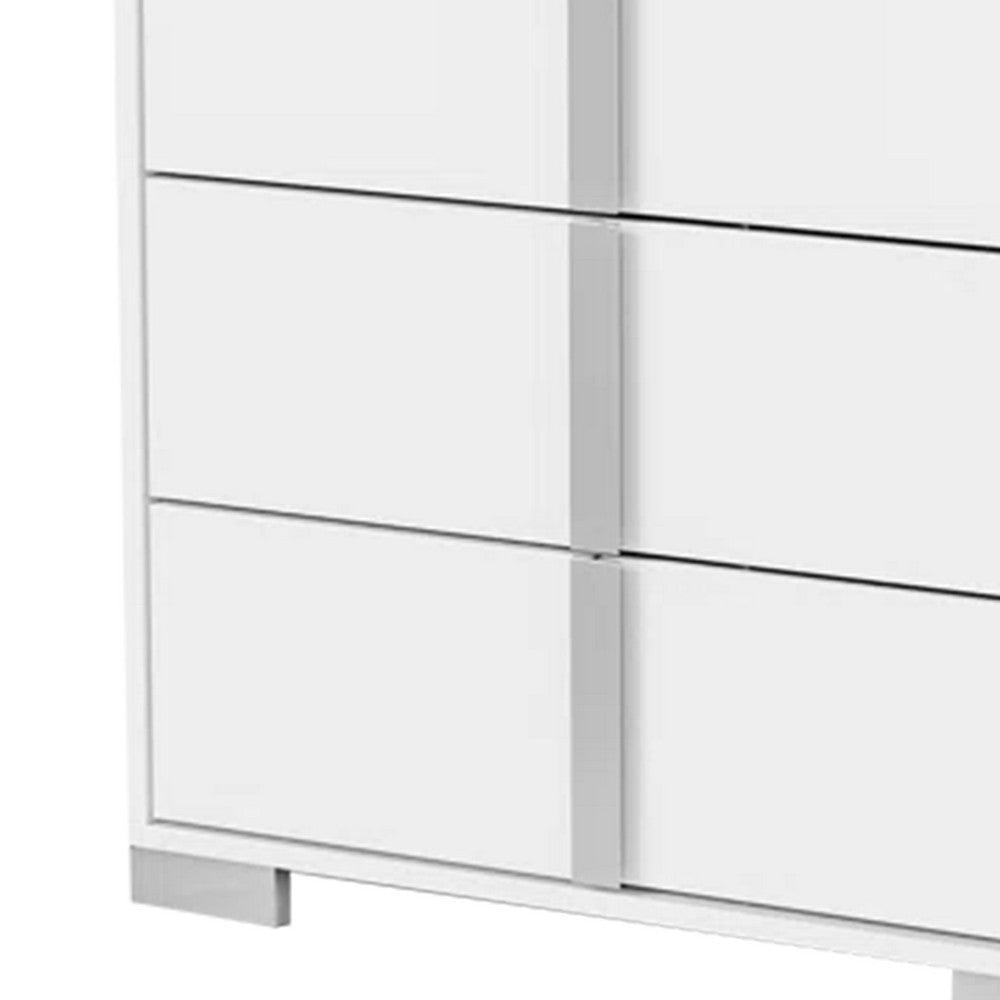 Suni Tall Dresser Chest | Glossy White Wood with UV Finish | 5 Drawers BM339332