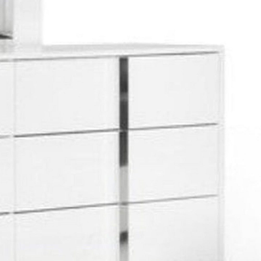 Suni Wide Dresser | Glossy White Wood with UV Finish | 6 Drawers BM339333