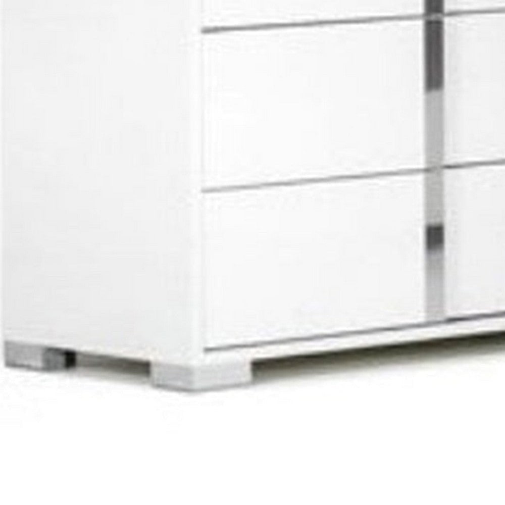 Suni Wide Dresser | Glossy White Wood with UV Finish | 6 Drawers BM339333