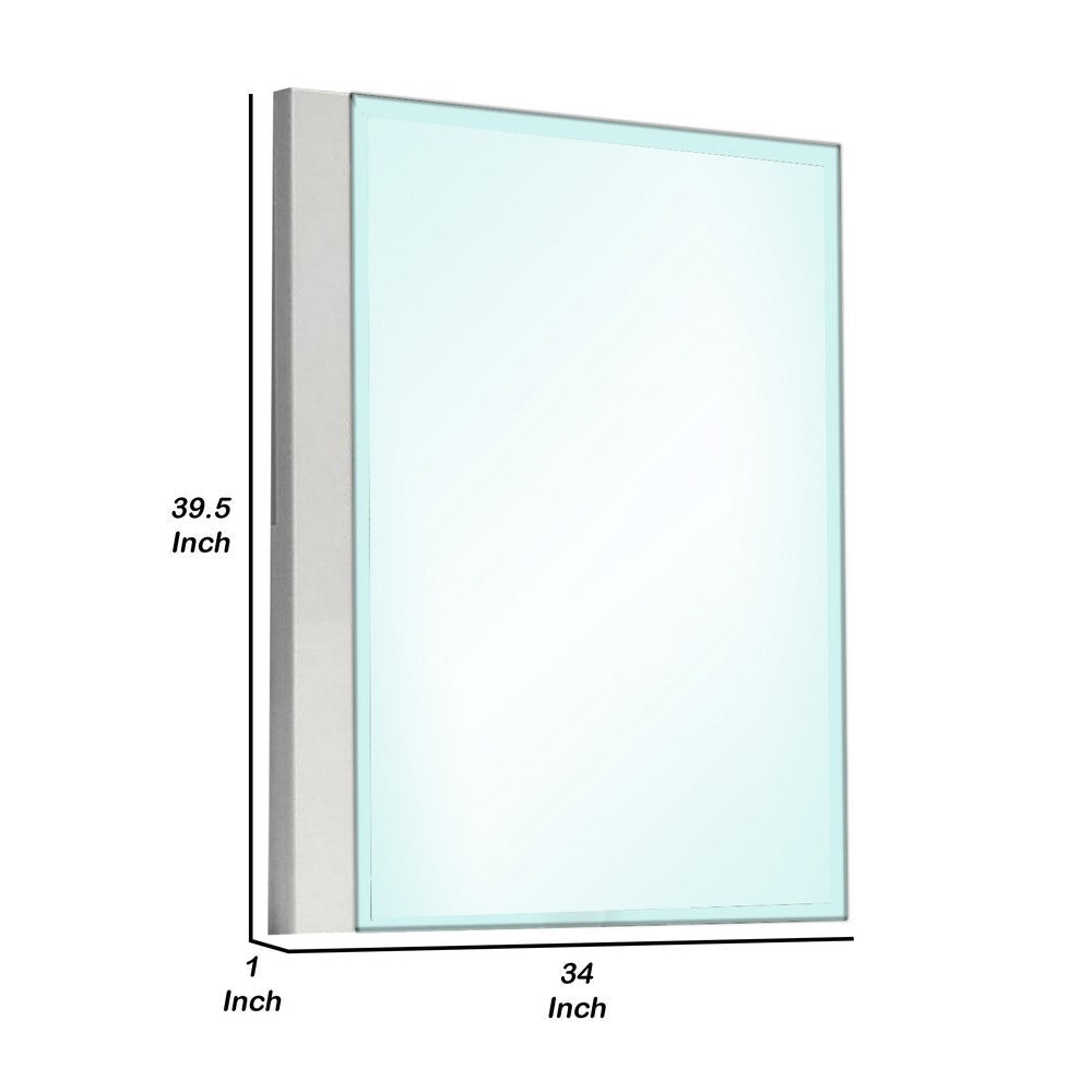 Suni Dresser Mirror | 40’’ | Sleek White Wood | Frameless Design BM339334