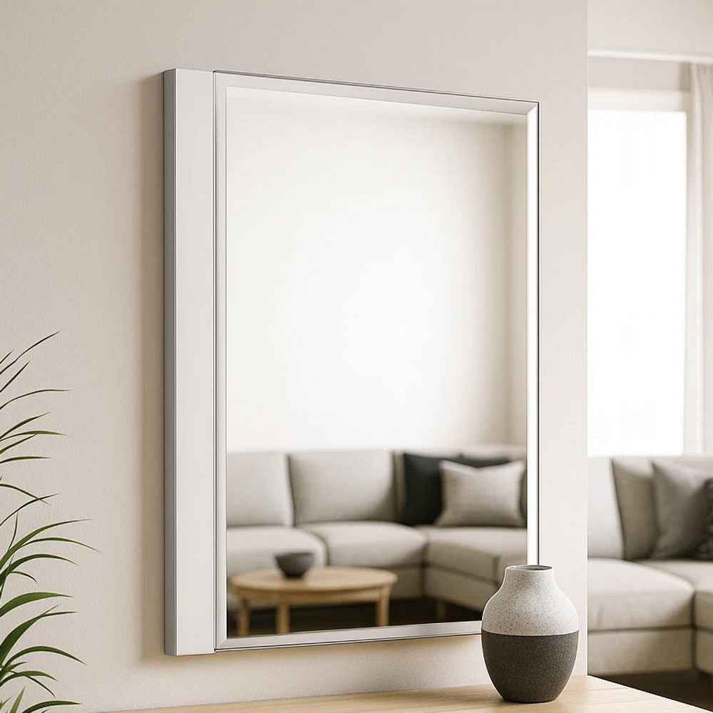 Suni Dresser Mirror | 40’’ | Sleek White Wood | Frameless Design BM339334