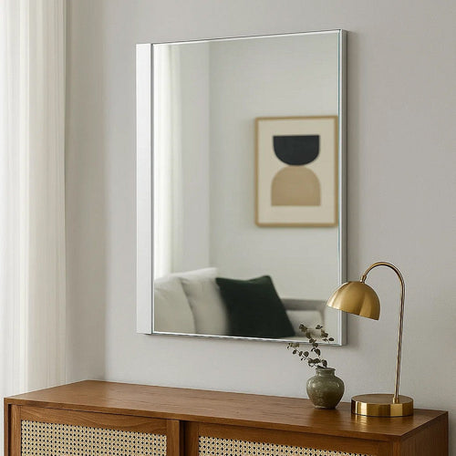 Suni Dresser Mirror | 40’’ | Sleek White Wood | Frameless Design BM339334