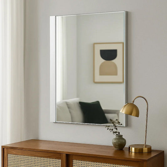 Suni Dresser Mirror | 40’’ | Sleek White Wood | Frameless Design BM339334
