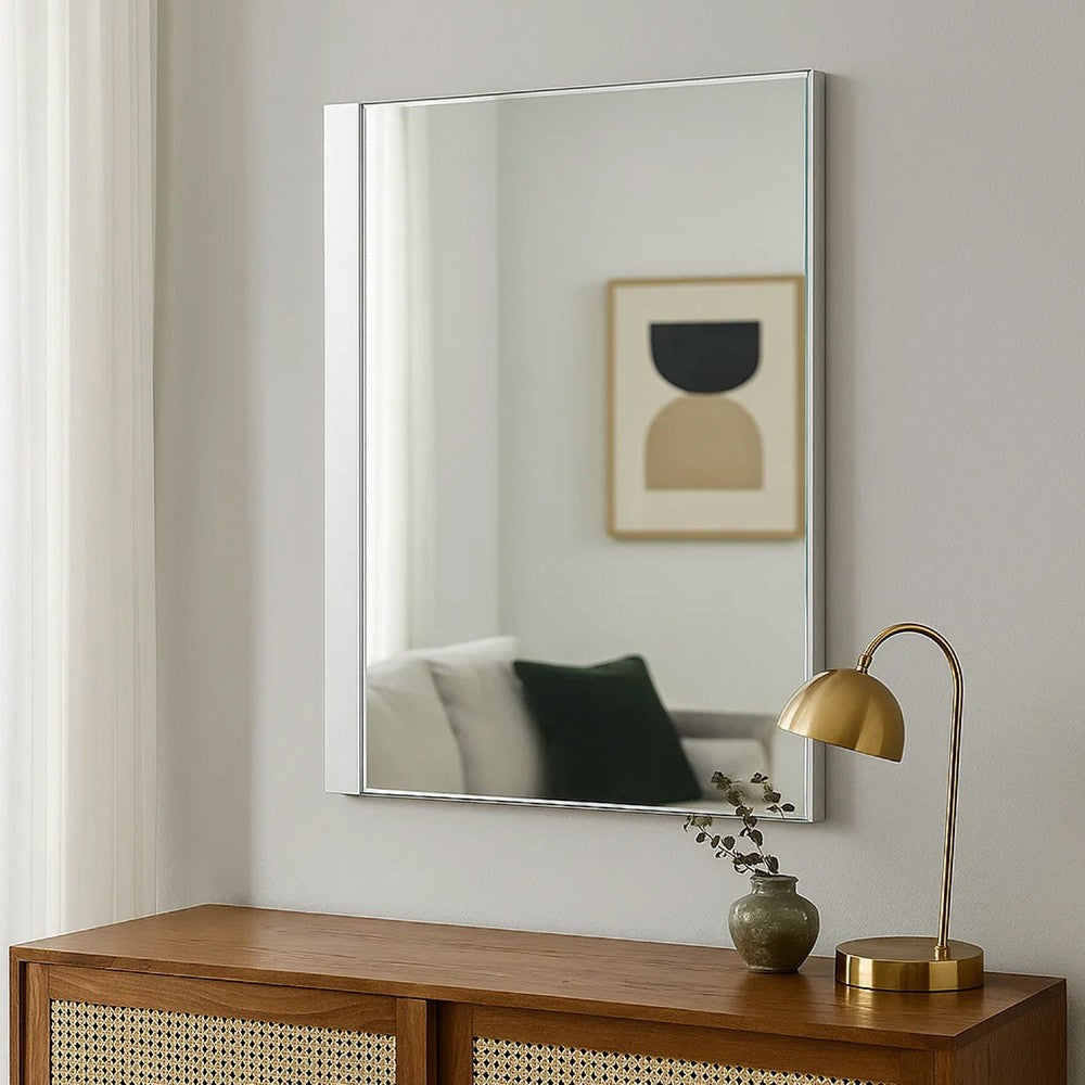 Suni Dresser Mirror | 40" | Sleek White Wood | Frameless Design