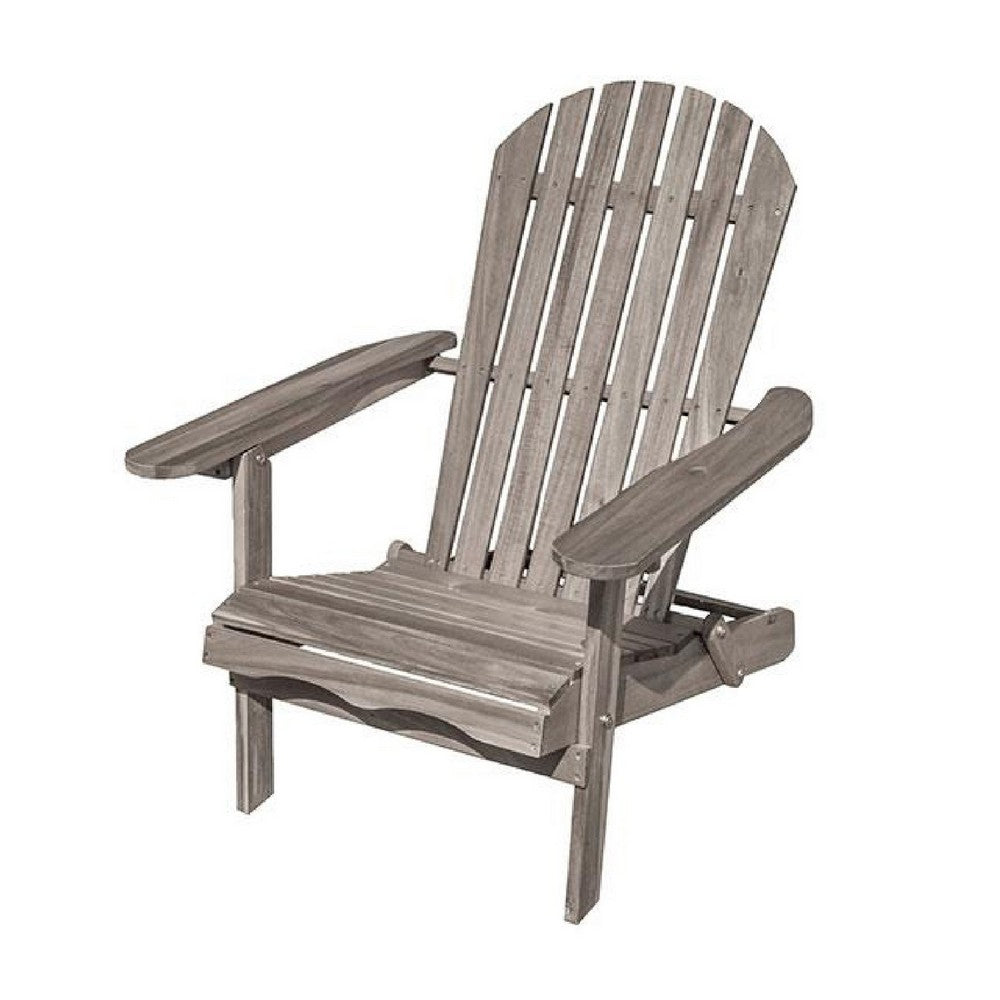 Geli Outdoor Adirondack Chair | Slatted Back | Gray Eucalyptus Wood