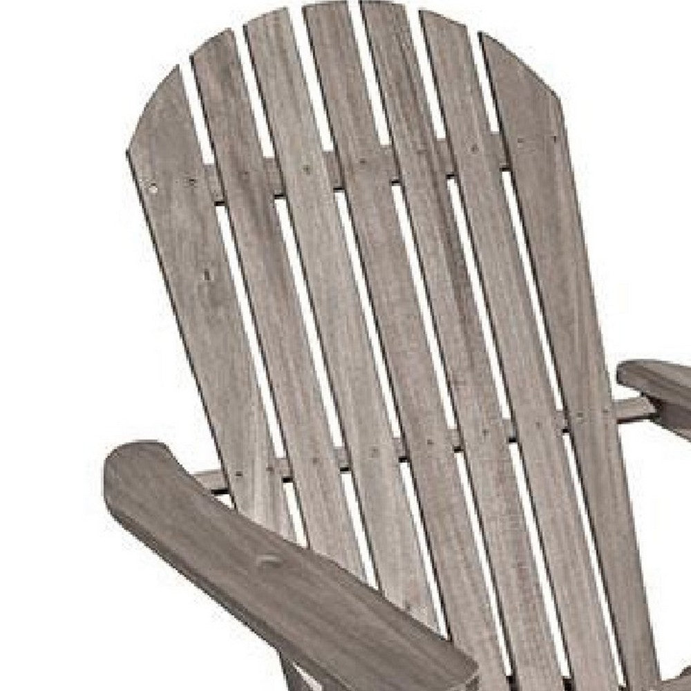 Geli Outdoor Adirondack Chair | Slatted Back | Gray Eucalyptus Wood