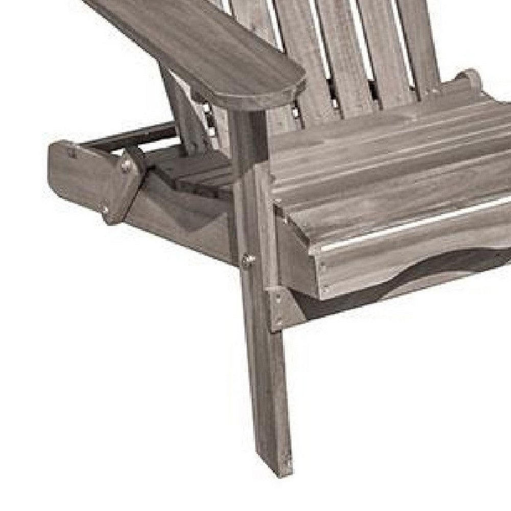 Geli Outdoor Adirondack Chair | Slatted Back | Gray Eucalyptus Wood