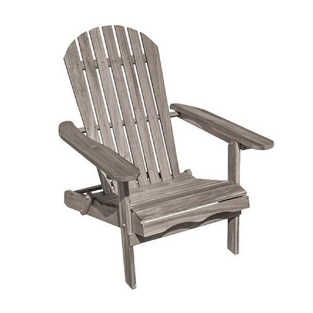 Geli Outdoor Adirondack Chair | Slatted Back | Gray Eucalyptus Wood