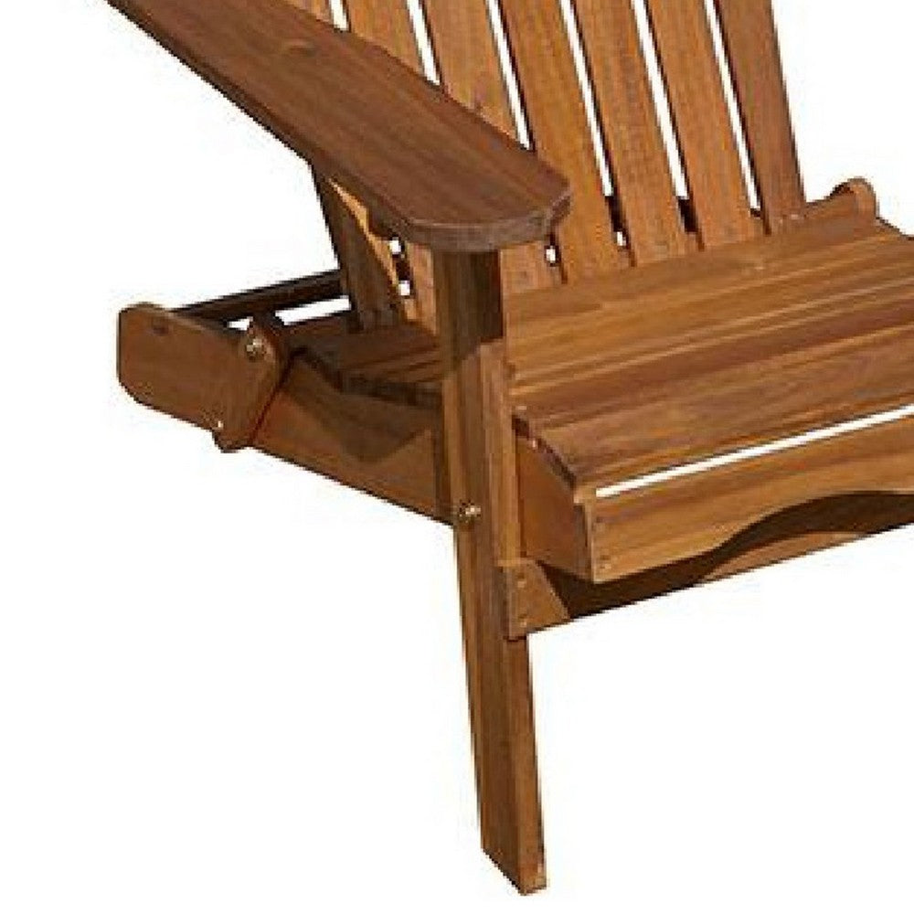 Geli Outdoor Adirondack Chair | Slatted Back | Natural Brown Wood