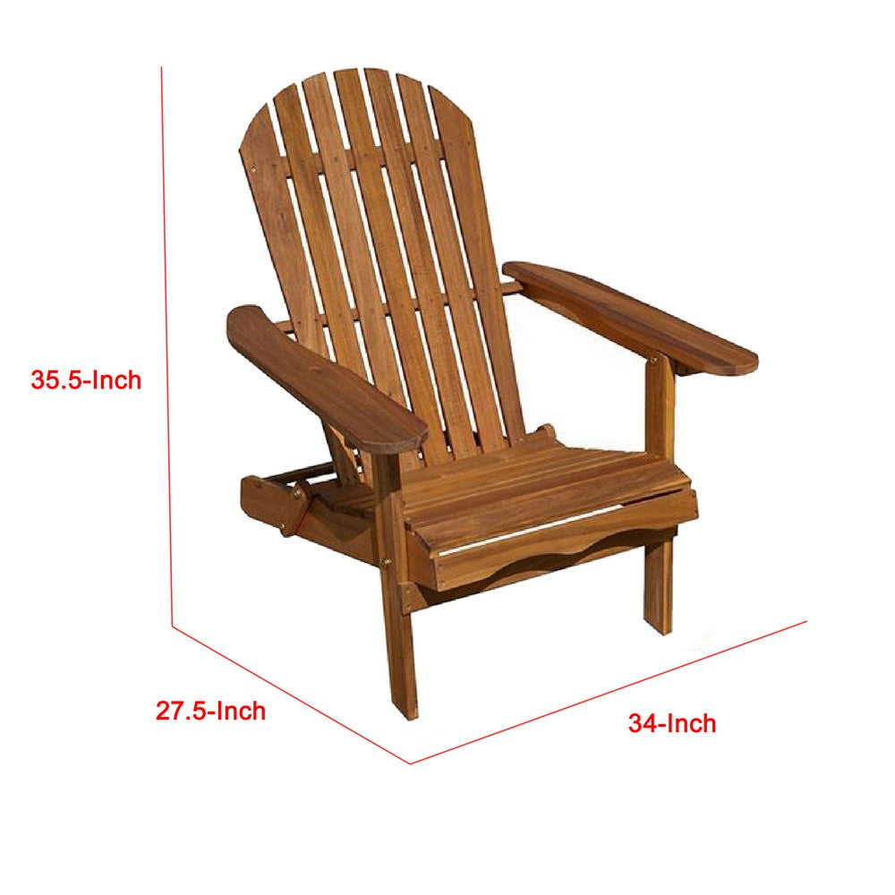 Geli Outdoor Adirondack Chair | Slatted Back | Natural Brown Wood