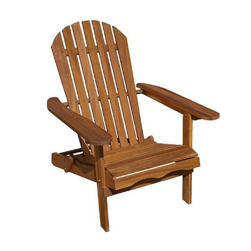 Geli Outdoor Adirondack Chair | Slatted Back | Natural Brown Wood