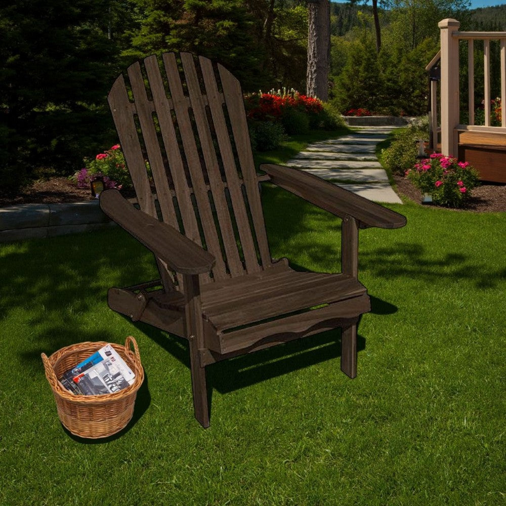Geli Outdoor Adirondack Chair | Slatted Back | Weathered Gray Wood
