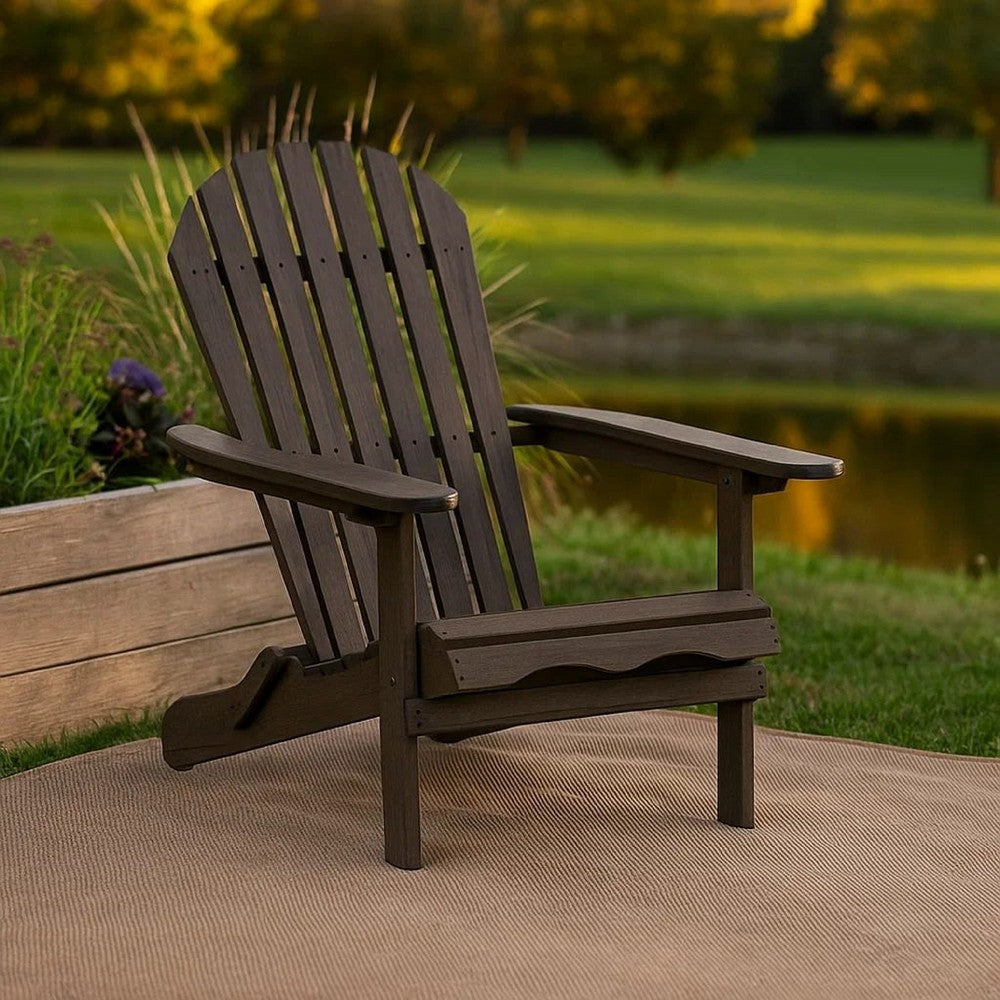 Geli Outdoor Adirondack Chair | Slatted Back | Weathered Gray Wood