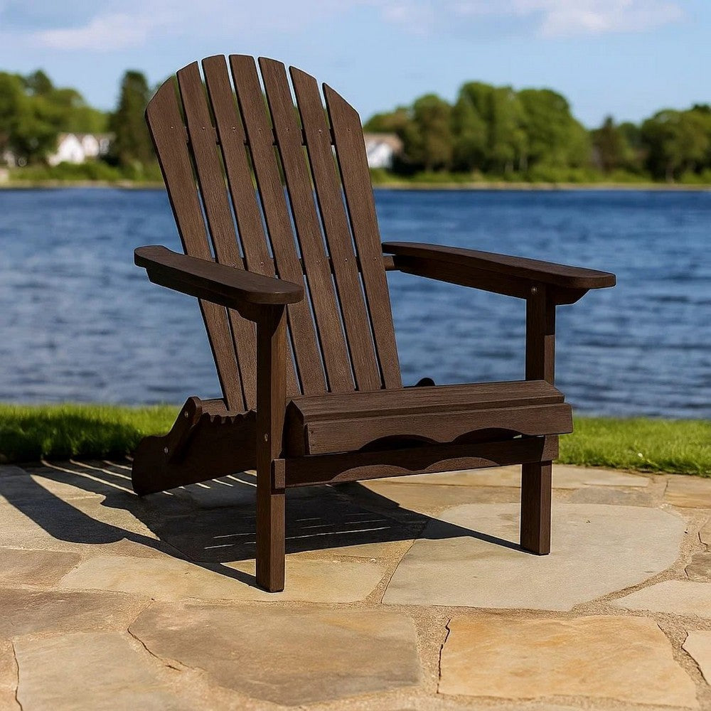Geli Outdoor Adirondack Chair | Slatted Back | Weathered Gray Wood