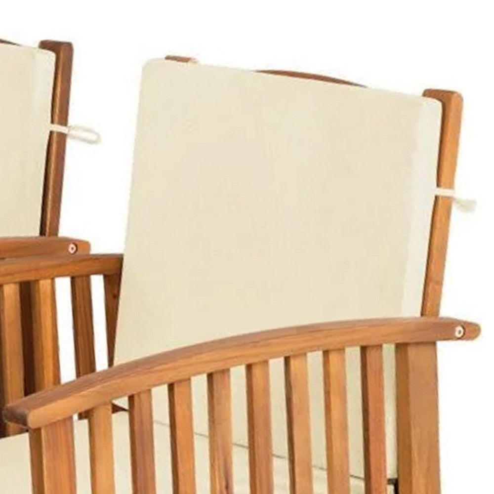 Kaila Outdoor Armchair Set of 2 | Beige Cushions | Natural Brown Wood