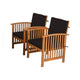 Kaila Outdoor Armchair Set of 2 | Black Cushions | Natural Brown Wood