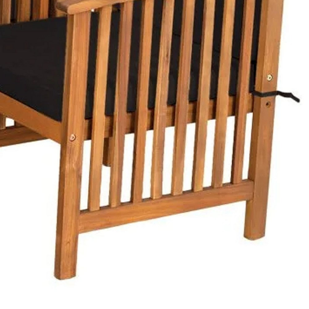 Kaila Outdoor Armchair Set of 2 | Black Cushions | Natural Brown Wood