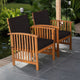 Kaila Outdoor Armchair Set of 2 | Black Cushions | Natural Brown Wood
