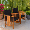 Kaila Outdoor Armchair Set of 2 | Black Cushions | Natural Brown Wood