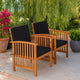Kaila Outdoor Armchair Set of 2 | Black Cushions | Natural Brown Wood