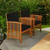 Kaila Outdoor Armchair Set of 2 | Black Cushions | Natural Brown Wood