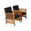 Kaila Outdoor Armchair Set of 2 | Black Cushions | Natural Brown Wood