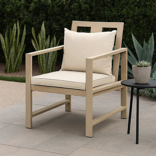 Beli Outdoor Armchair Set of 2 | Washable Beige Covers | Natural Brown