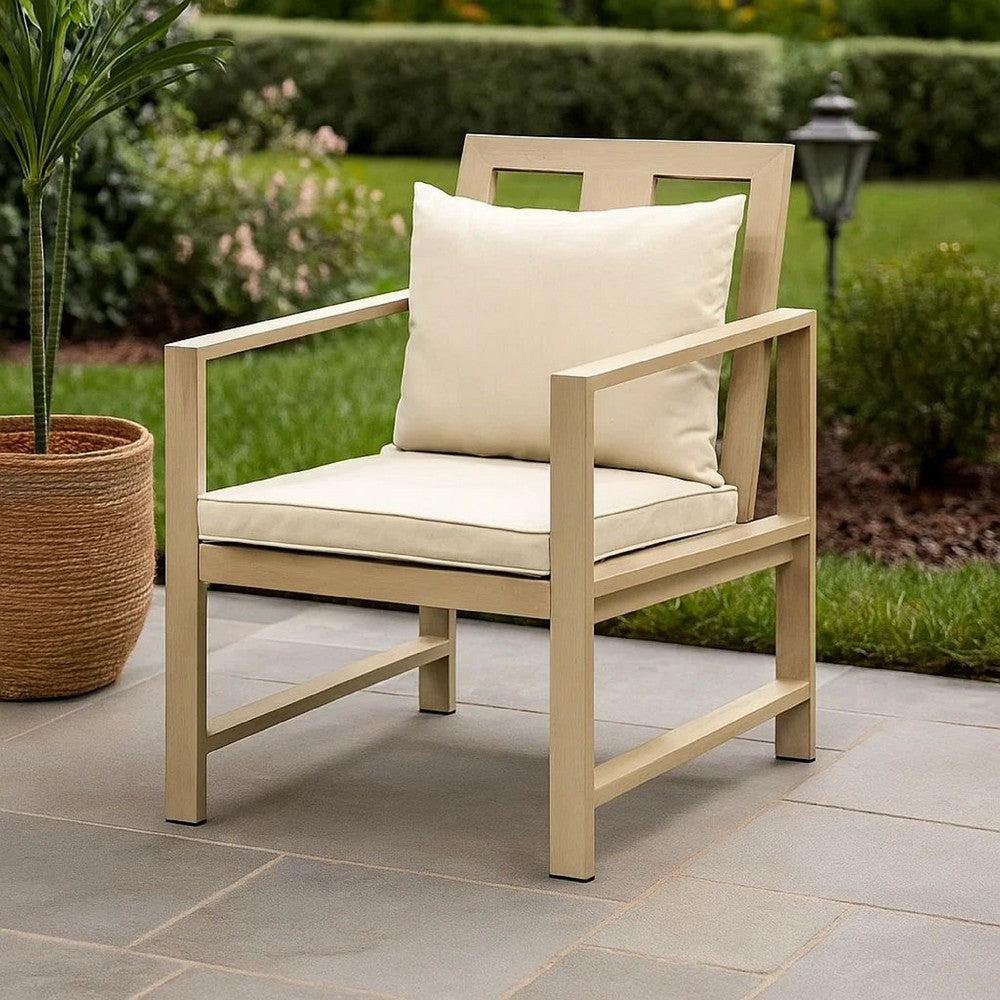 Beli Outdoor Armchair Set of 2 | Washable Beige Covers | Natural Brown