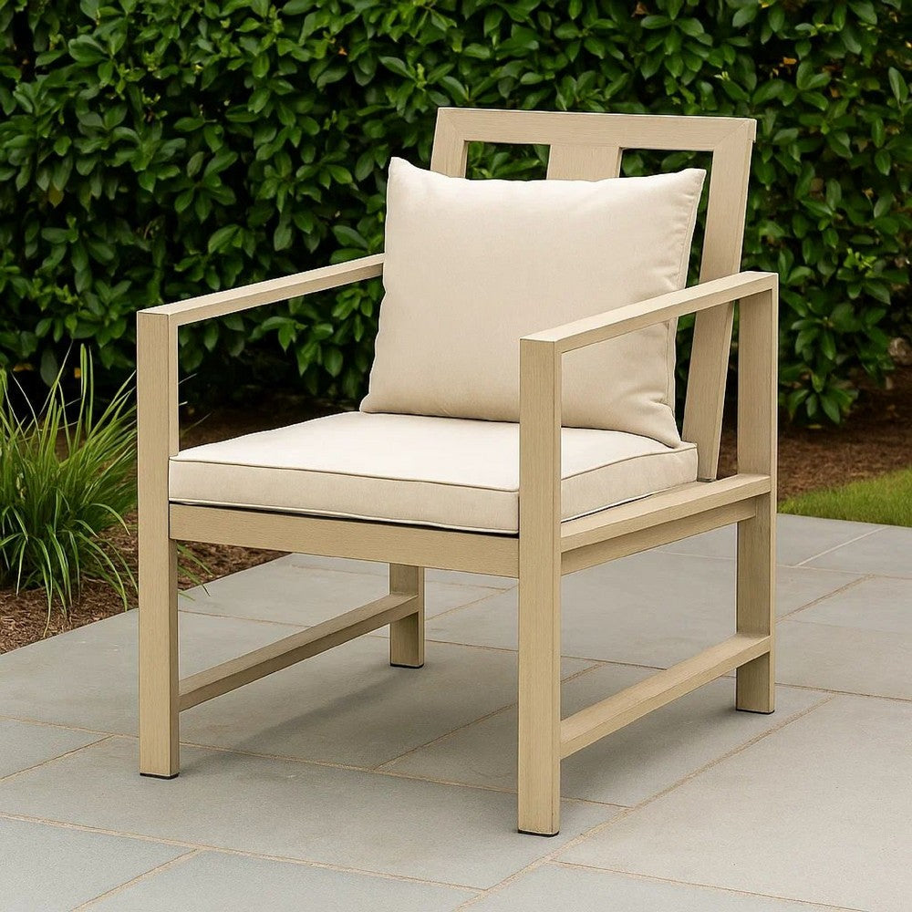 Beli Outdoor Armchair Set of 2 | Washable Beige Covers | Natural Brown