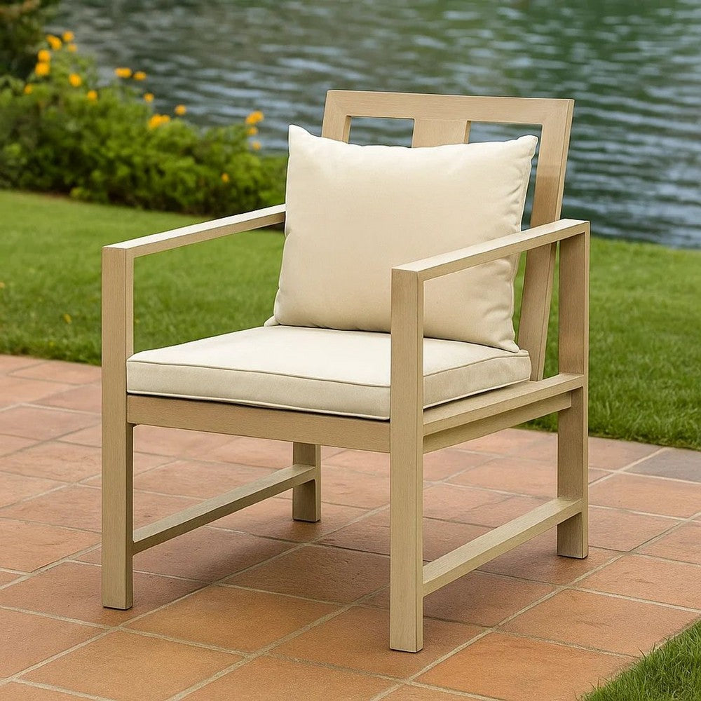 Beli Outdoor Armchair Set of 2 | Washable Beige Covers | Natural Brown