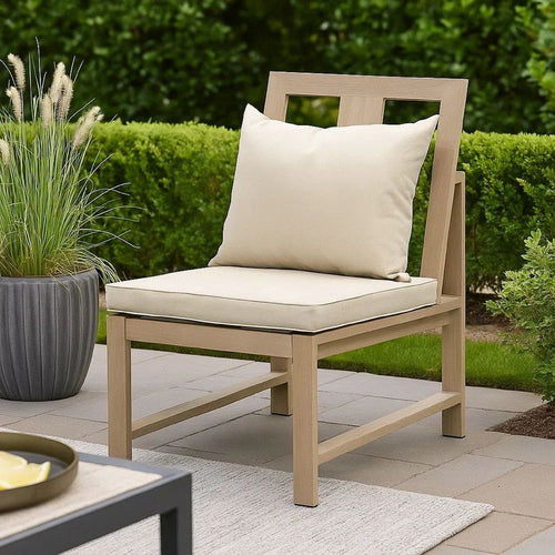 Beli Outdoor Side Chair Set of 2 | Washable Beige Covers | Natural Brown