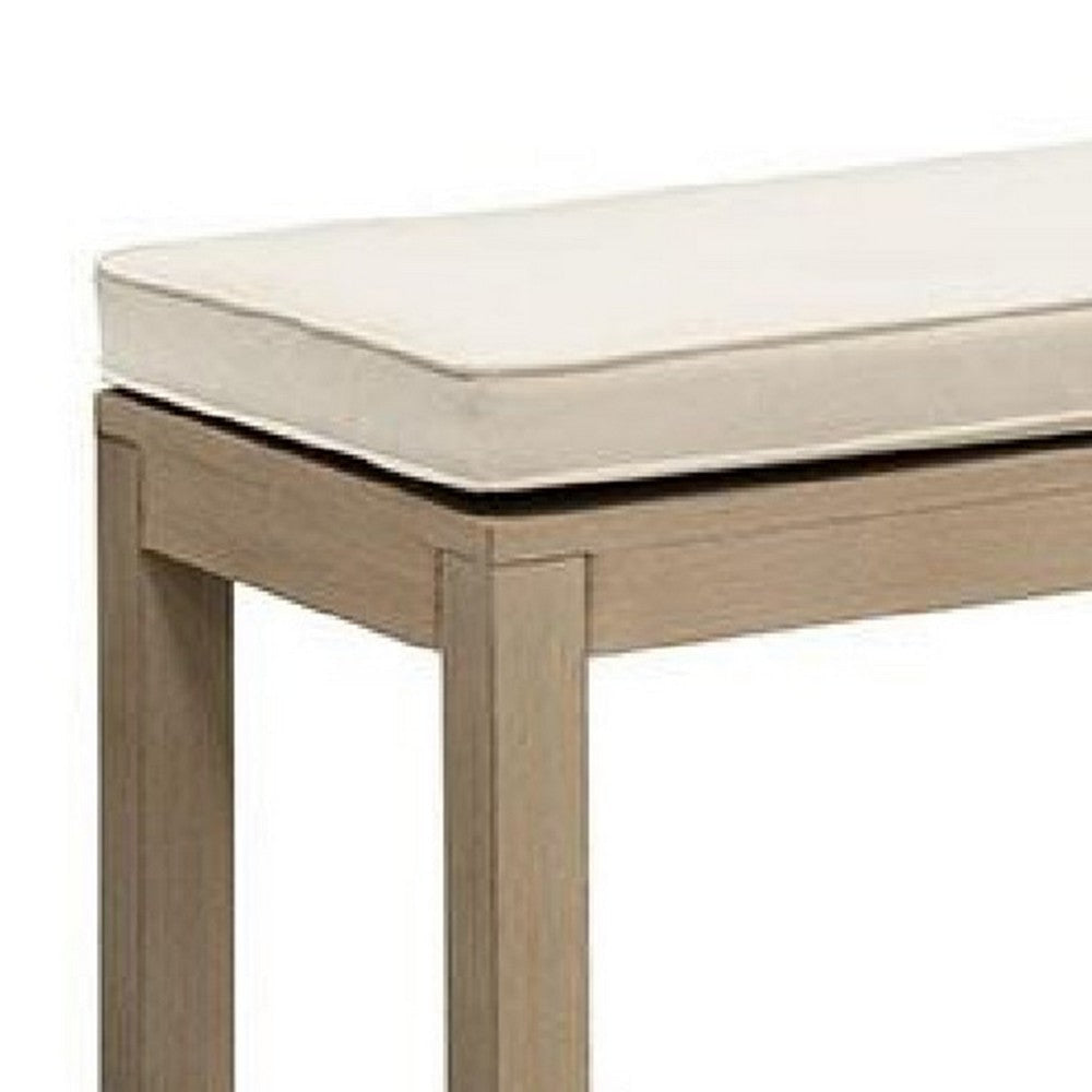 Beli Outdoor Bench | Beige Seat Cushion | Natural Brown Aluminum 57’’ BM339345