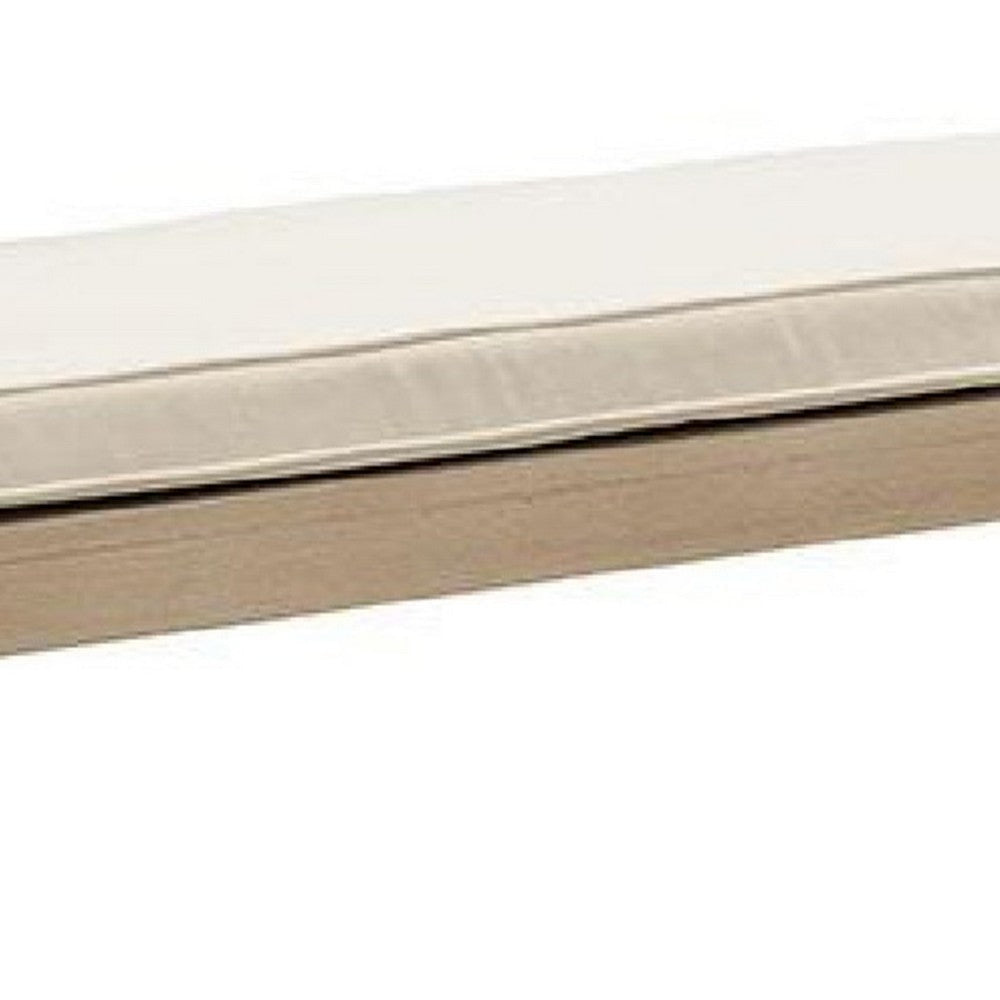 Beli Outdoor Bench | Beige Seat Cushion | Natural Brown Aluminum 57’’ BM339345