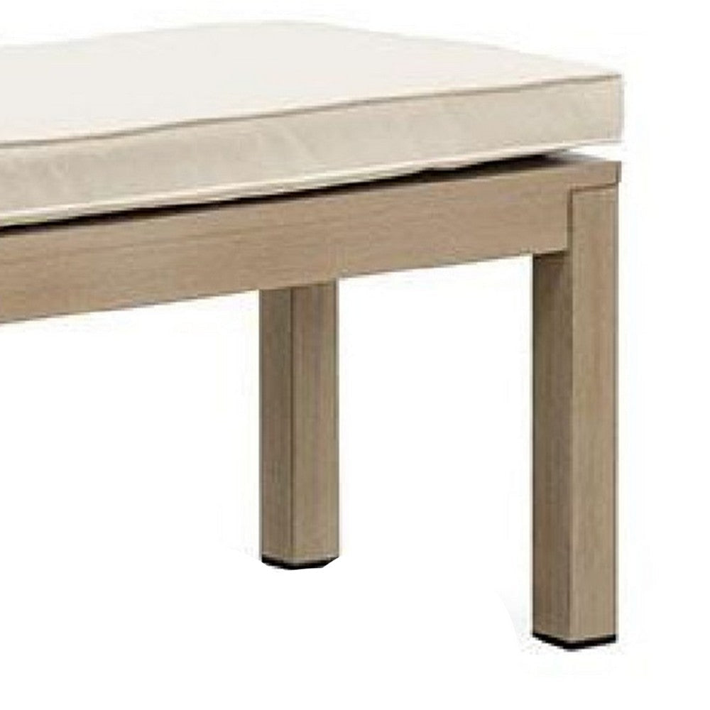 Beli Outdoor Bench | Beige Seat Cushion | Natural Brown Aluminum 57’’ BM339345