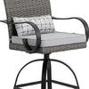 Leki Swivel Counter Height Chair Set of 2 | Gray Rattan | Black Metal BM339346