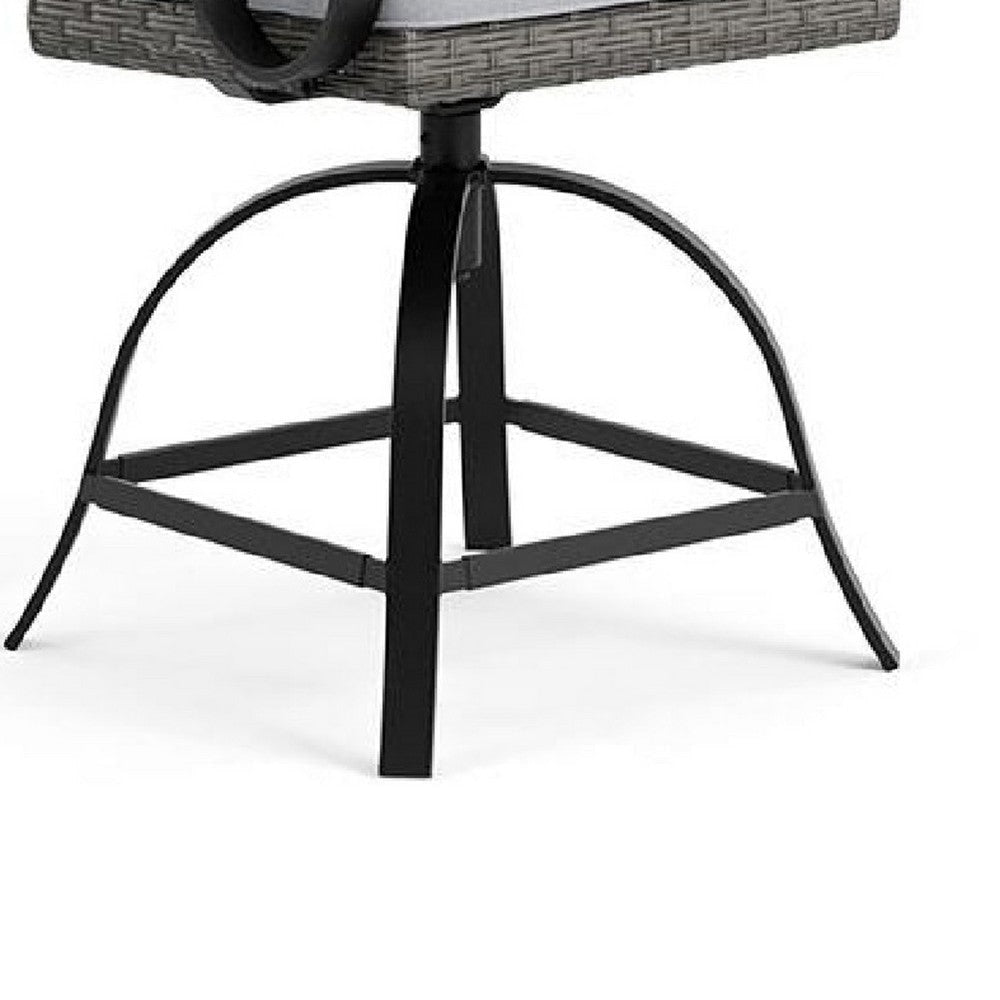 Leki Swivel Counter Height Chair Set of 2 | Gray Rattan | Black Metal BM339346