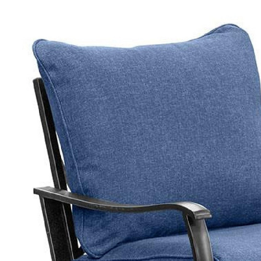 Oroz Swivel Glider Armchair Set of 2 | Navy Blue Cushion | Black Metal BM339347