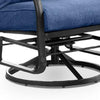 Oroz Swivel Glider Armchair Set of 2 | Navy Blue Cushion | Black Metal BM339347