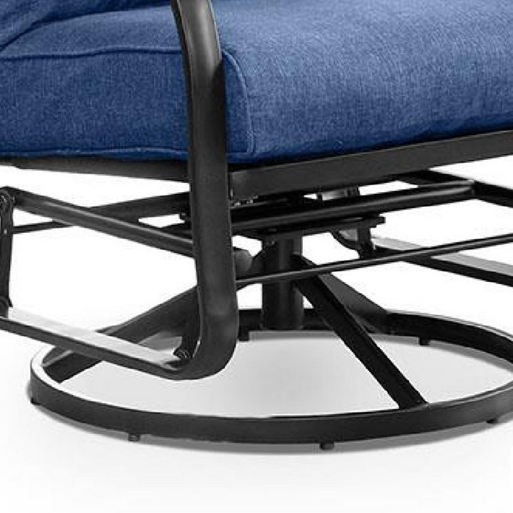 Oroz Swivel Glider Armchair Set of 2 | Navy Blue Cushion | Black Metal BM339347